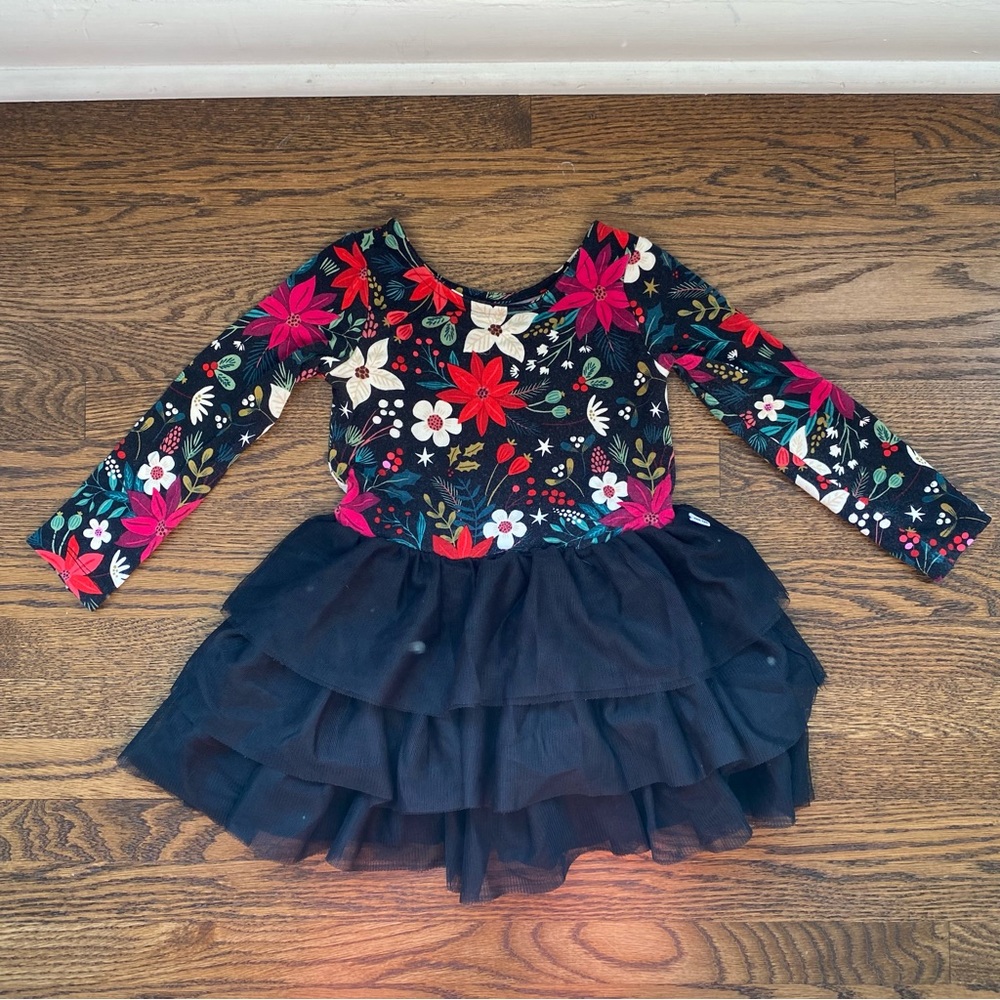 Little Sleepies Berry Merry print tiered tutu dress size 12-18 months Christmas